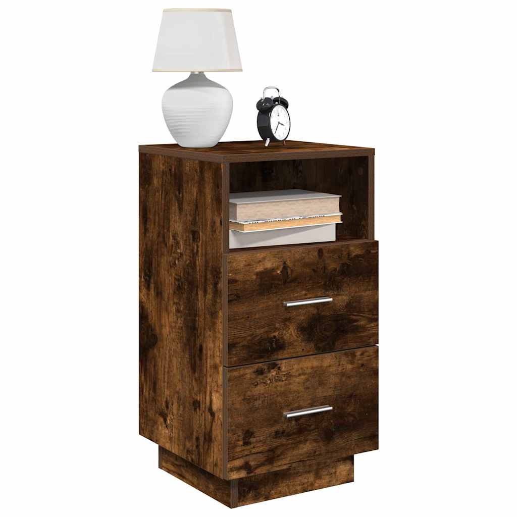 vidaXL Nachtkastjes 2 st met 2 lades 36x36x68 cm bruin eikenkleurig - Aashly