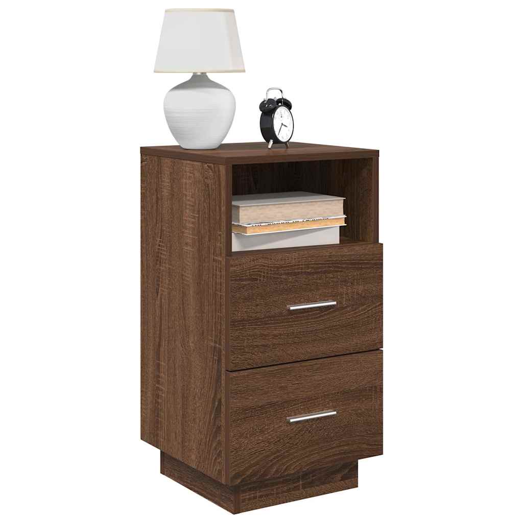 vidaXL Nachtkastjes 2 st met 2 lades 36x36x68 cm bruin eikenkleurig - Aashly