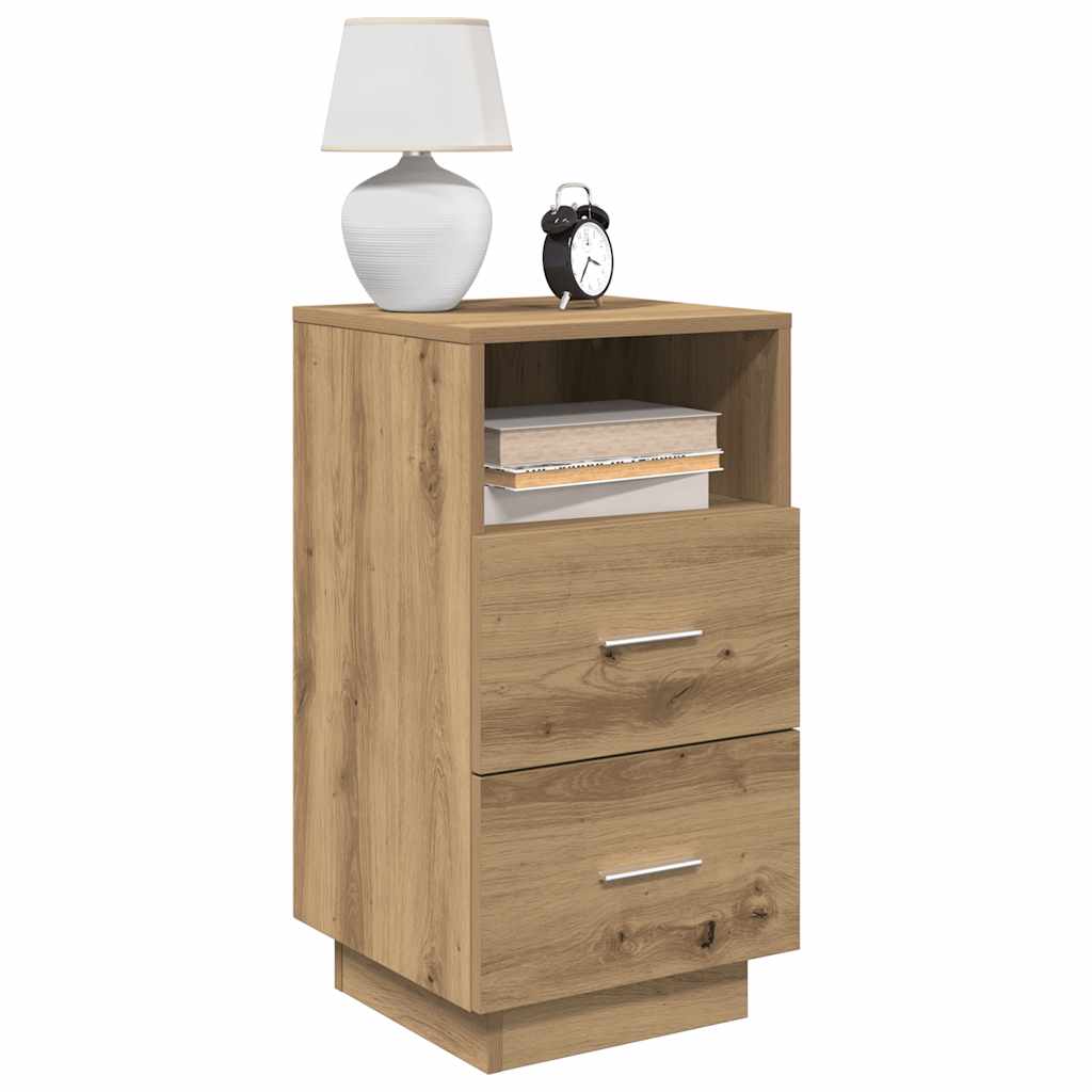 vidaXL Nachtkastjes 2 st met 2 lades 36x36x68 cm bruin eikenkleurig - Aashly