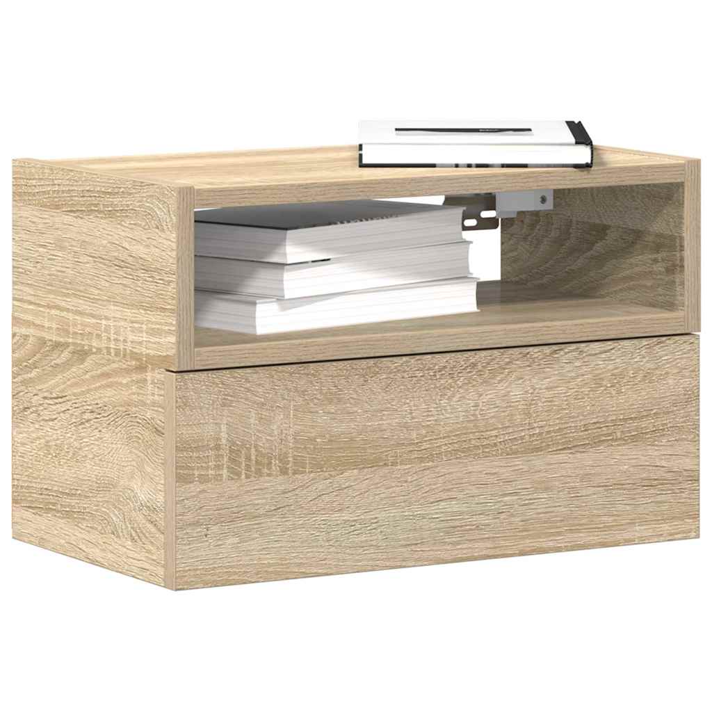 vidaXL Nachtkastjes 2 st wandgemonteerd 45x26x28,5cm sonoma eikenkleur - Aashly