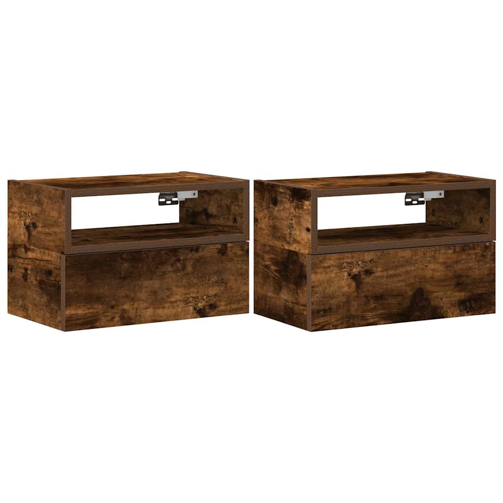 vidaXL Nachtkastjes 2 st wandgemonteerd 45x26x28,5cm sonoma eikenkleur - Aashly