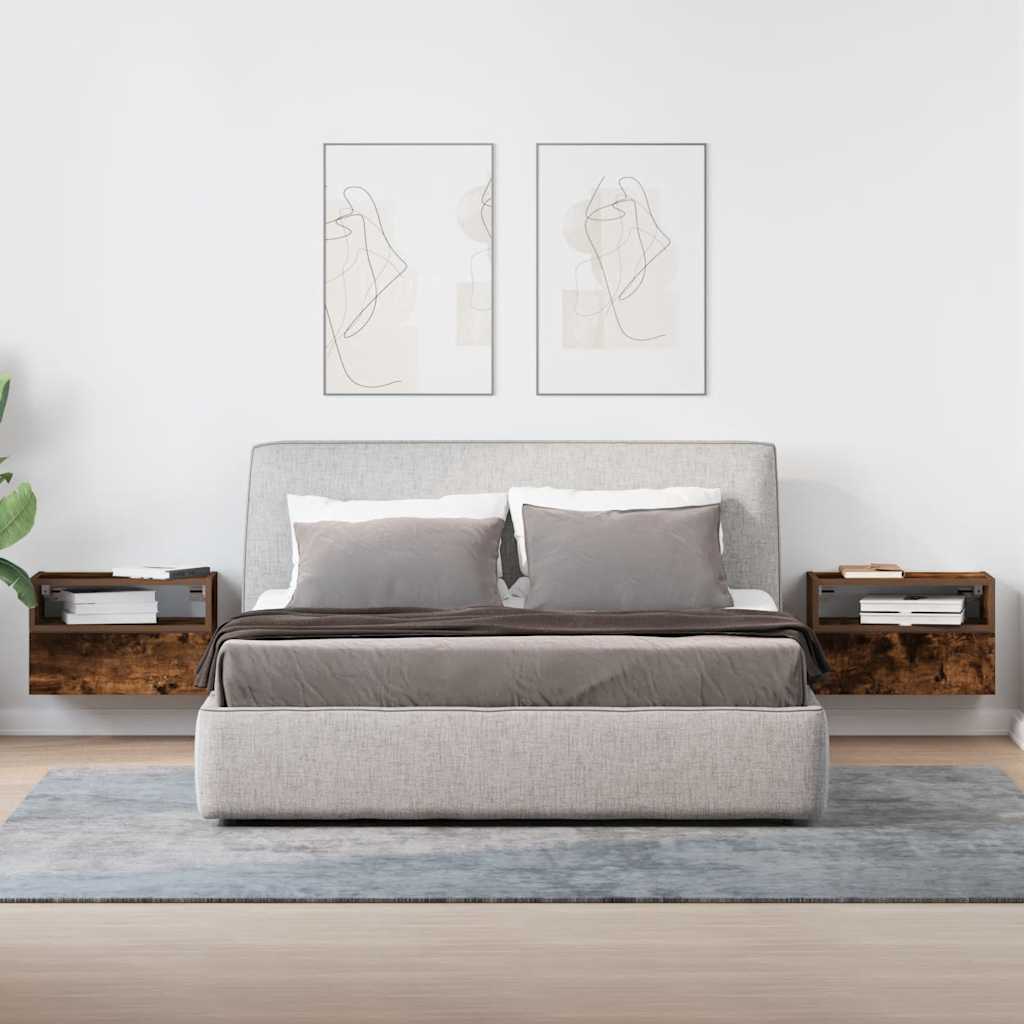 vidaXL Nachtkastjes 2 st wandgemonteerd 45x26x28,5cm sonoma eikenkleur - Aashly