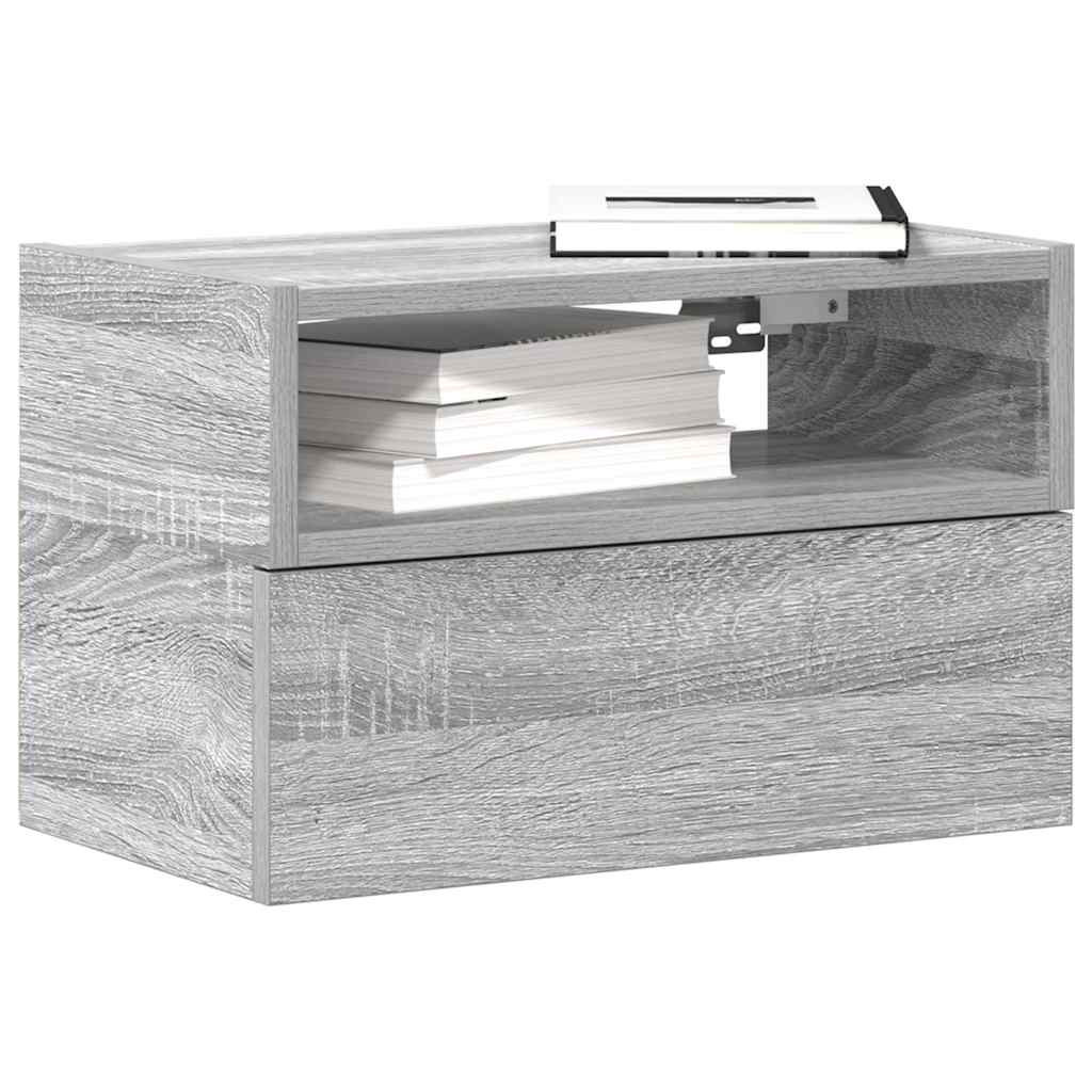 vidaXL Nachtkastjes 2 st wandgemonteerd 45x26x28,5cm sonoma eikenkleur - Aashly