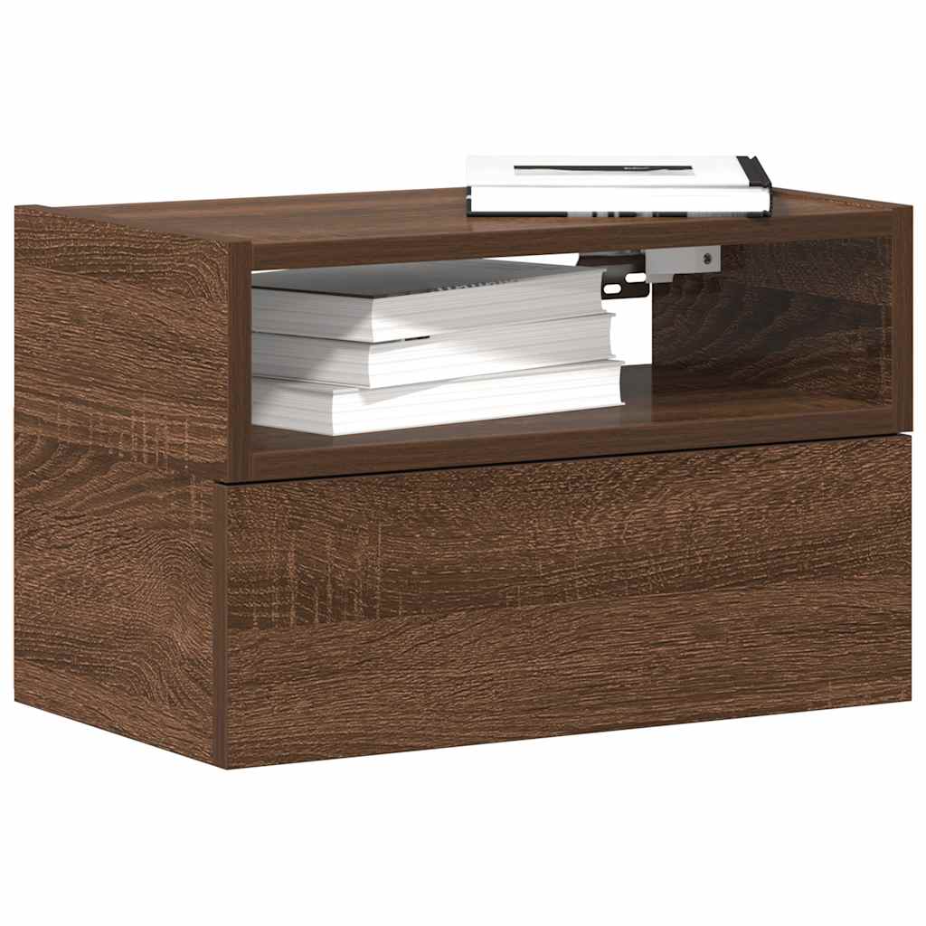 vidaXL Nachtkastjes 2 st wandgemonteerd 45x26x28,5cm sonoma eikenkleur - Aashly