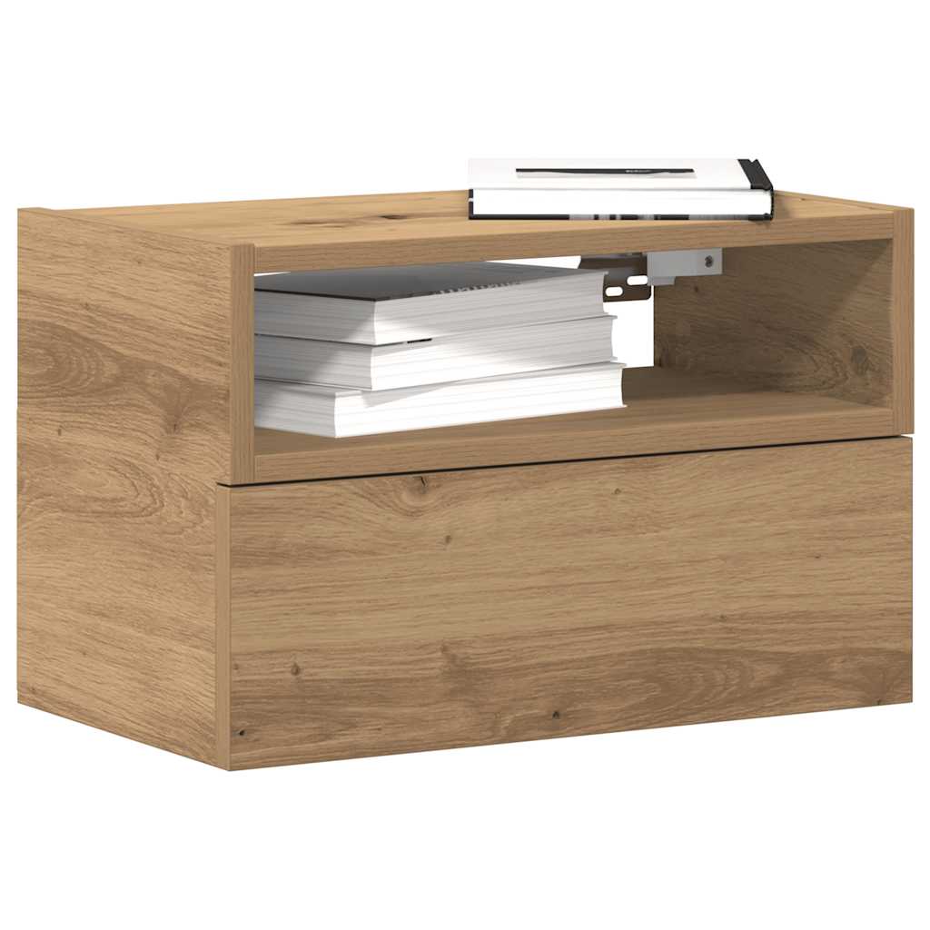 vidaXL Nachtkastjes 2 st wandgemonteerd 45x26x28,5cm sonoma eikenkleur - Aashly