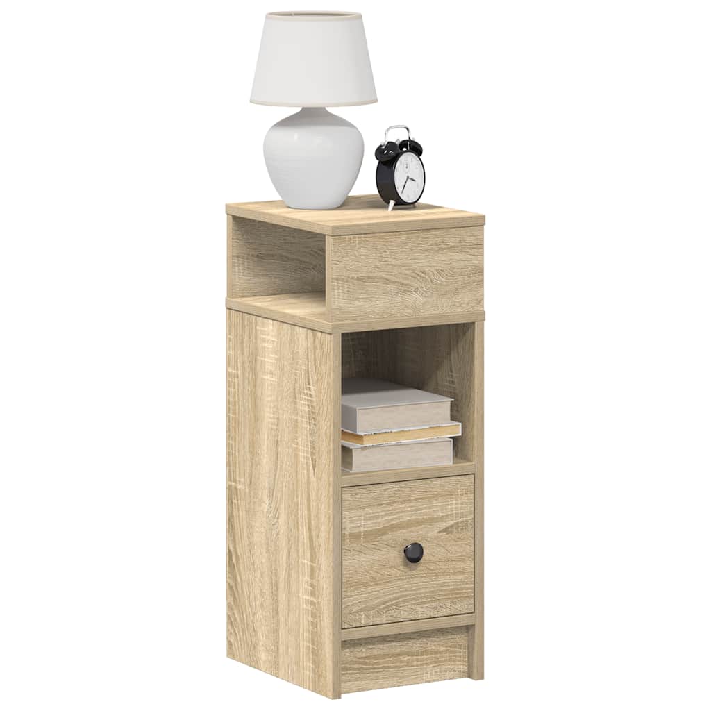 vidaXL Nachtkastje met lade 25x31x66 cm betongrijs - Aashly
