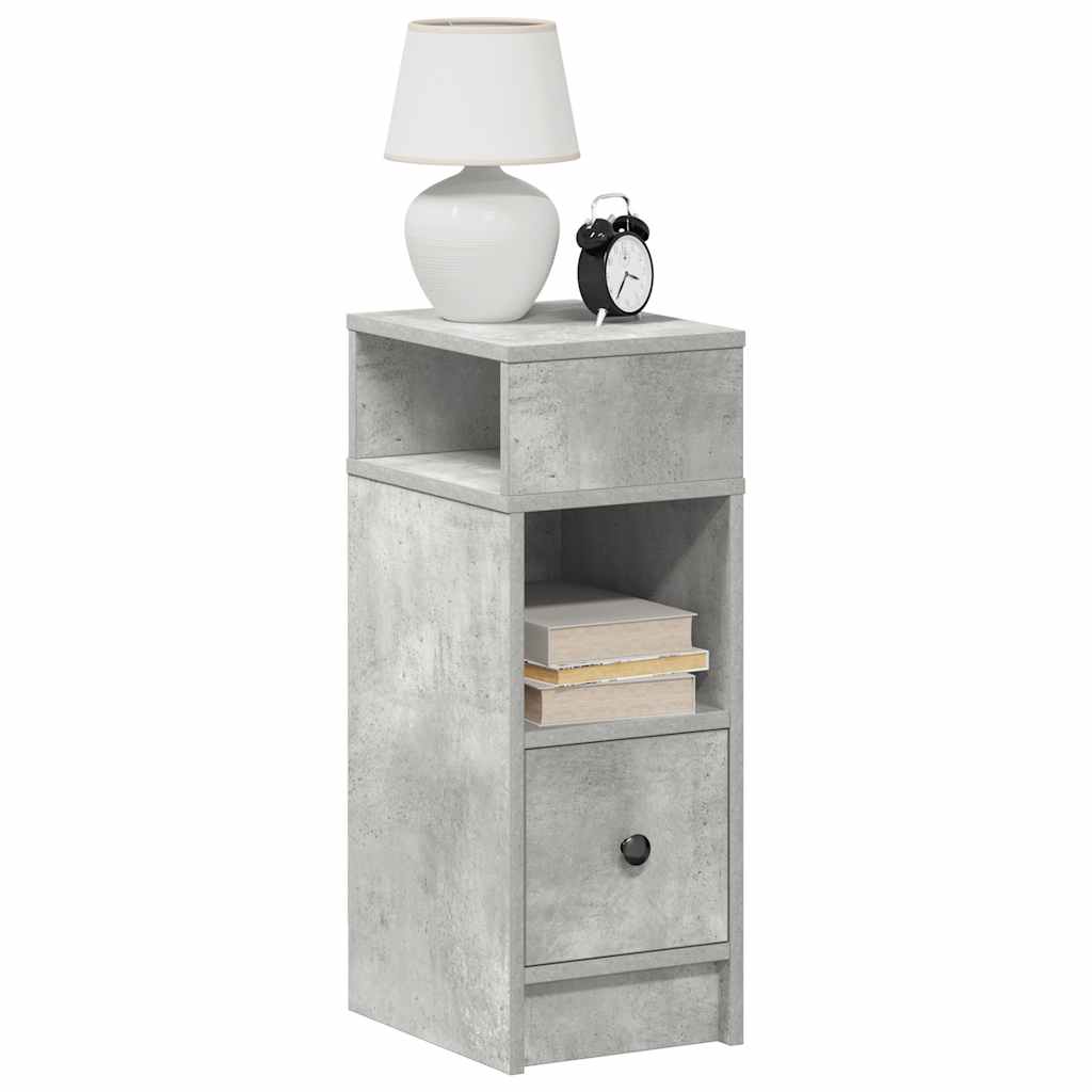 vidaXL Nachtkastje met lade 25x31x66 cm betongrijs - Aashly