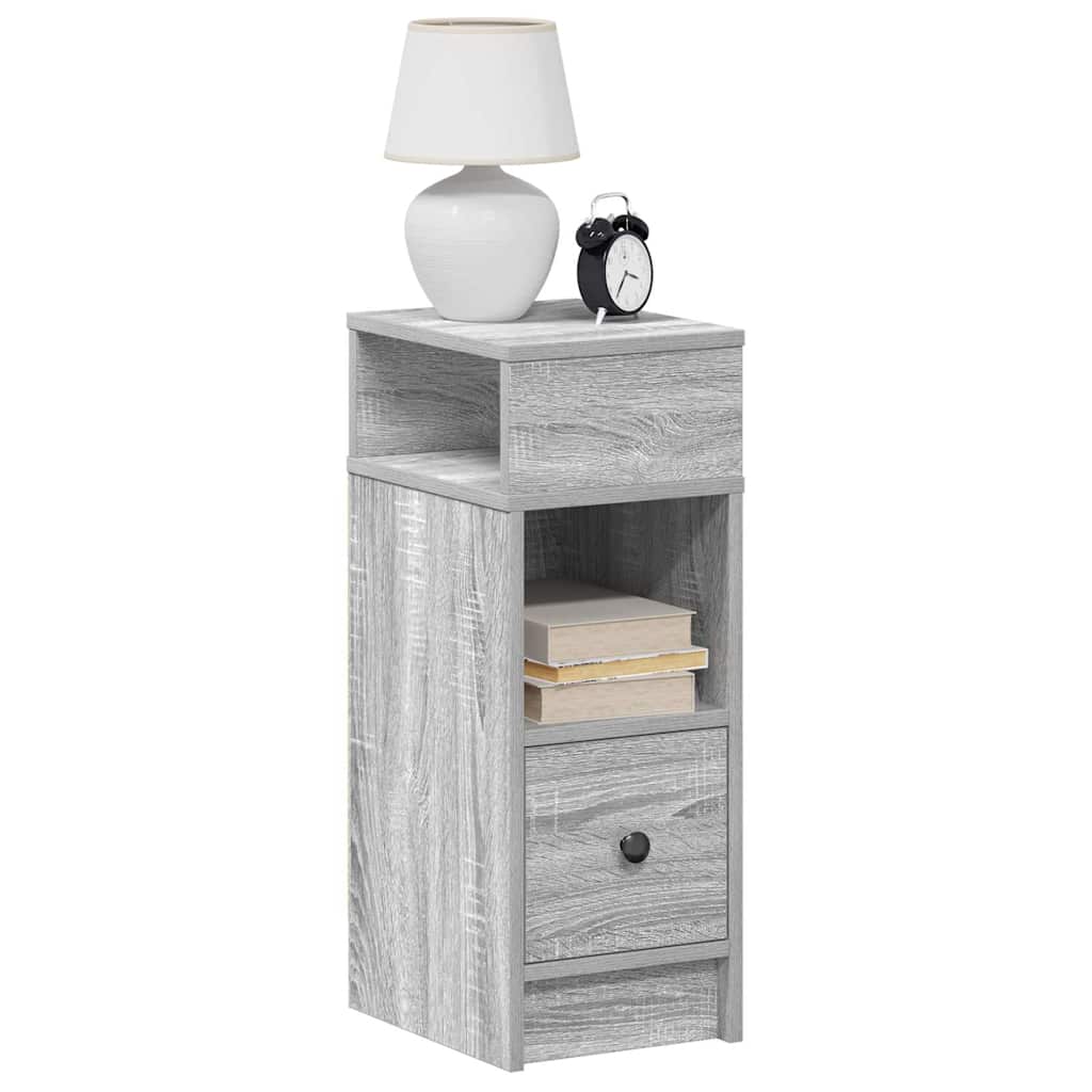 vidaXL Nachtkastje met lade 25x31x66 cm betongrijs - Aashly