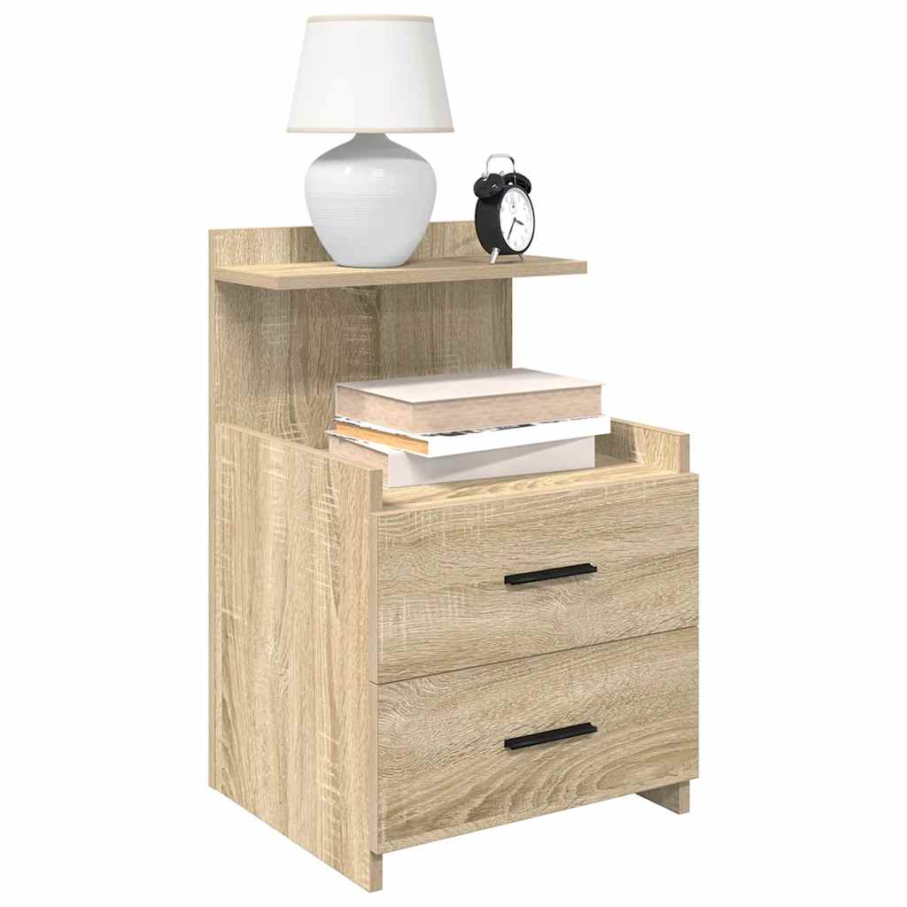 vidaXL Nachtkastjes 2 st met 2 lades 40x36,5x62 cm grijs sonoma eiken - Aashly