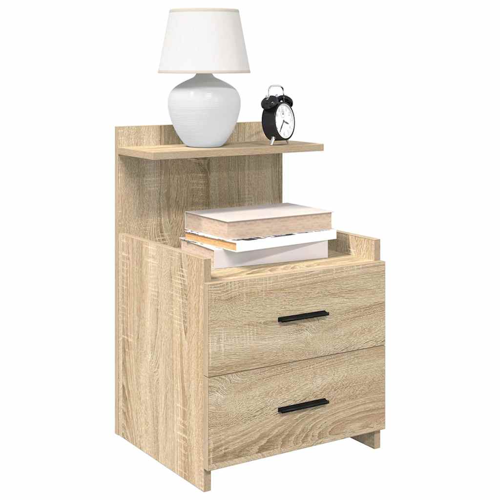 vidaXL Nachtkastjes 2 st met 2 lades 40x36,5x62 cm grijs sonoma eiken - Aashly