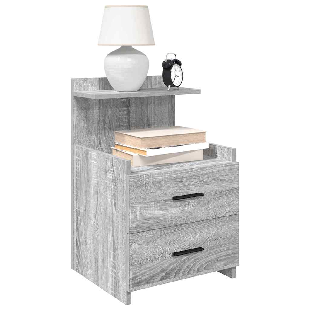 vidaXL Nachtkastjes 2 st met 2 lades 40x36,5x62 cm grijs sonoma eiken - Aashly