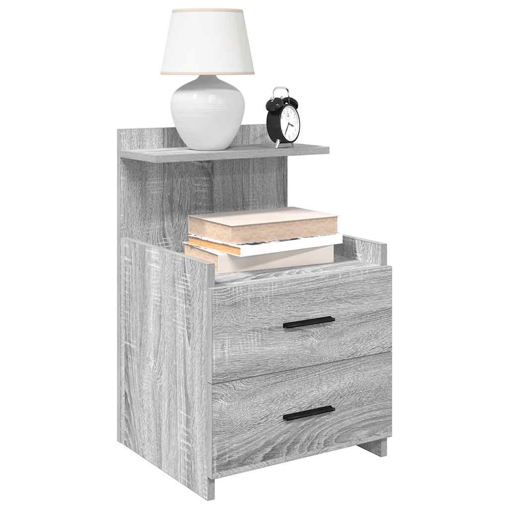 vidaXL Nachtkastjes 2 st met 2 lades 40x36,5x62 cm grijs sonoma eiken - Aashly