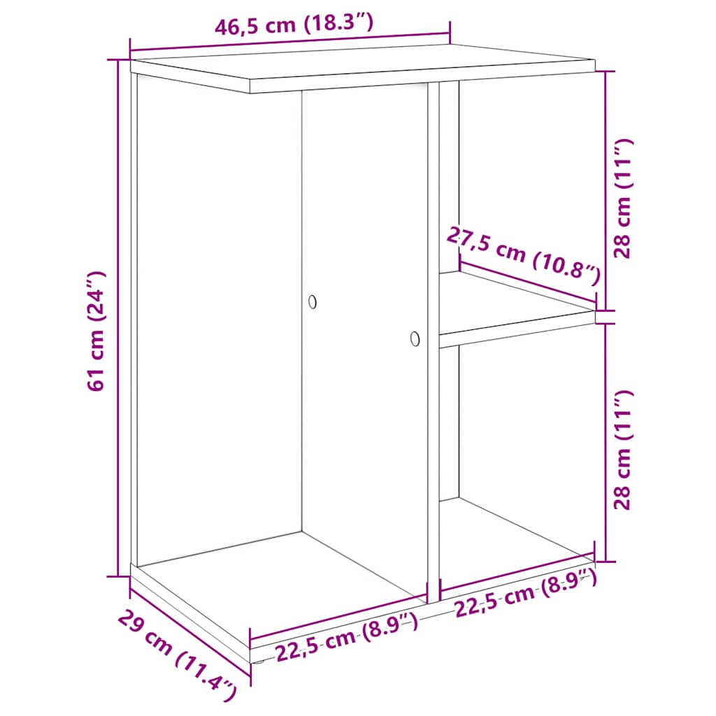 vidaXL Nachtkastjes 2 st 46,5x29x61 cm bewerkt hout betongrijs - Aashly