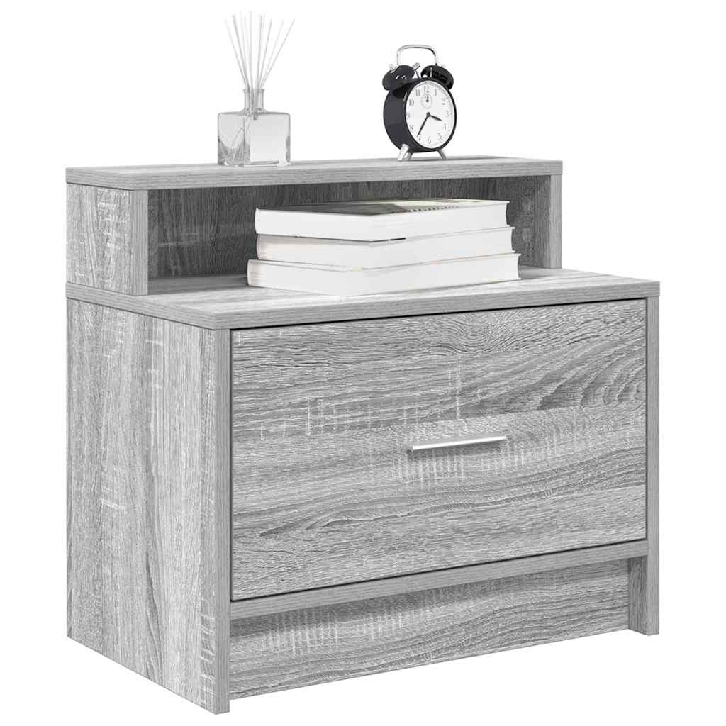 vidaXL Nachtkastje met lade 51x31x47 cm betongrijs - Aashly