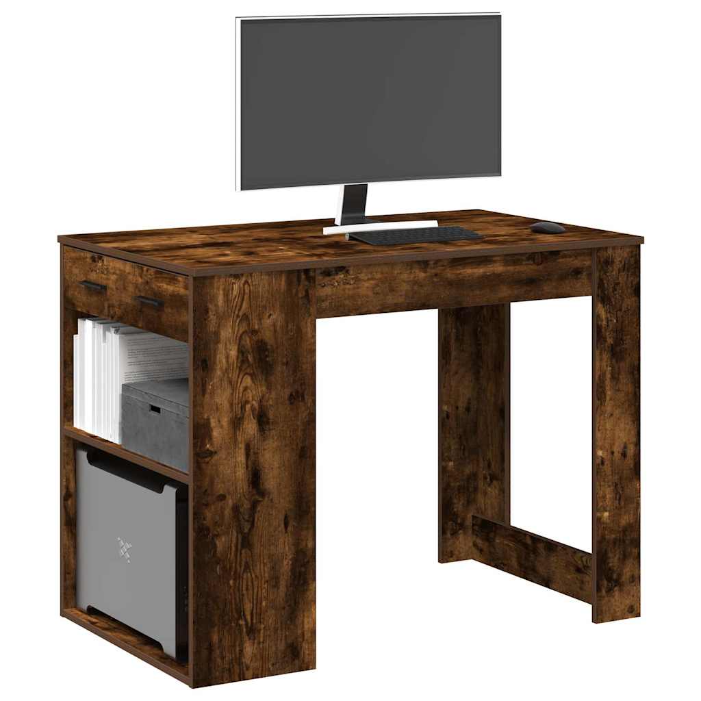 vidaXL Bureau met lade&plank 102x62x77,5 cm bewerkt hout sonoma eiken - Aashly