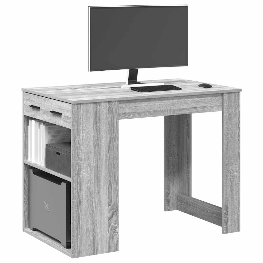 vidaXL Bureau met lade&plank 102x62x77,5 cm bewerkt hout sonoma eiken - Aashly