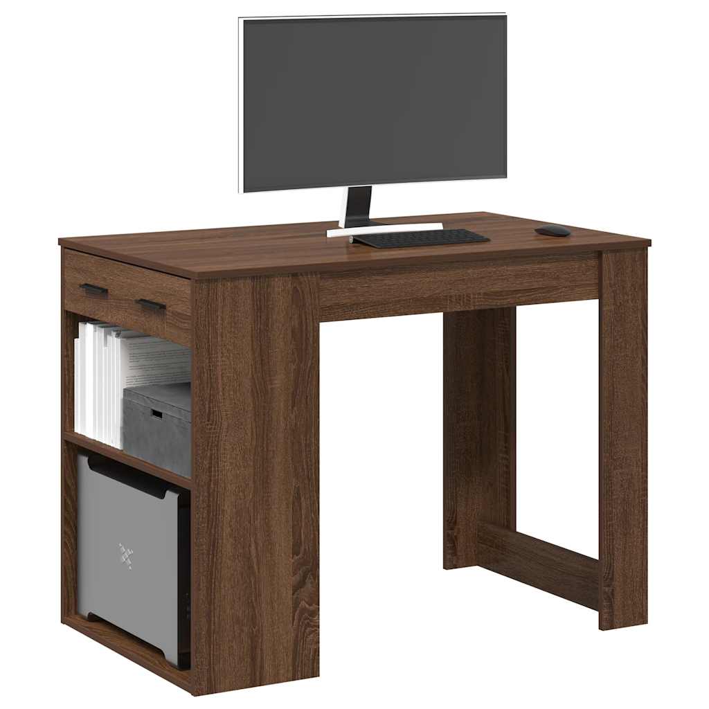 vidaXL Bureau met lade&plank 102x62x77,5 cm bewerkt hout sonoma eiken - Aashly