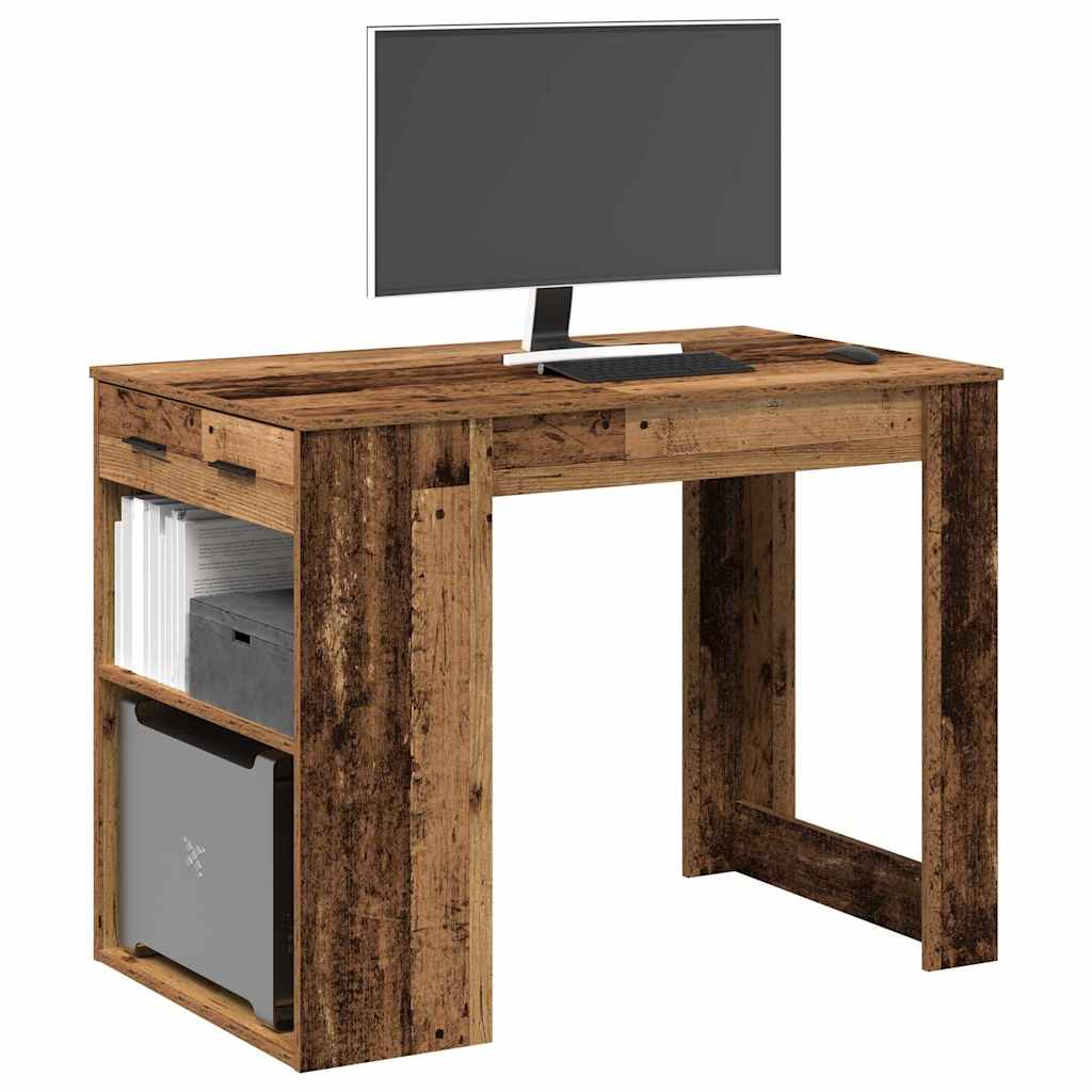 vidaXL Bureau met lade&plank 102x62x77,5 cm bewerkt hout sonoma eiken - Aashly