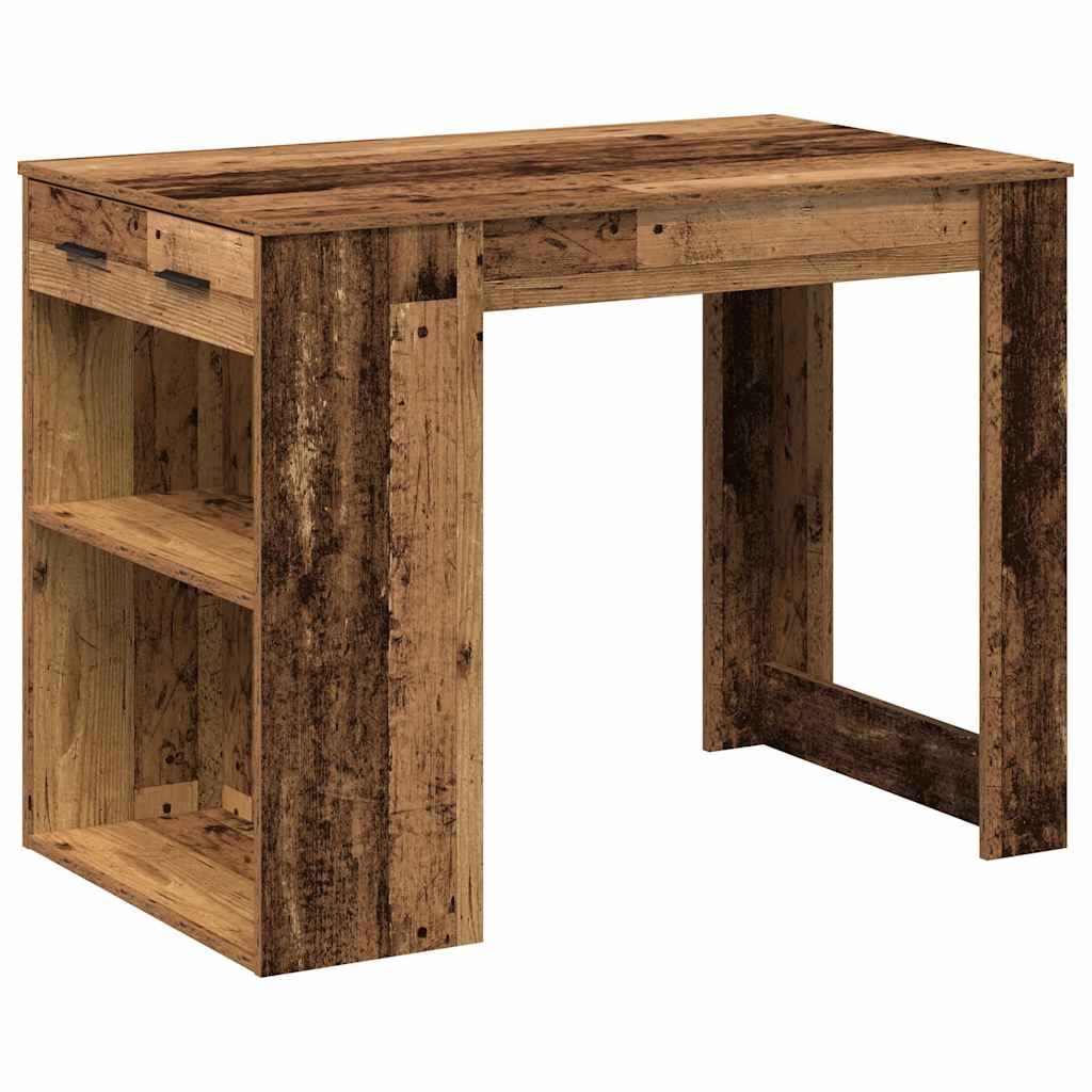 vidaXL Bureau met lade&plank 102x62x77,5 cm bewerkt hout sonoma eiken - Aashly