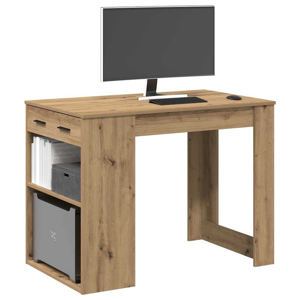 vidaXL Bureau met lade&plank 102x62x77,5 cm bewerkt hout sonoma eiken - Aashly