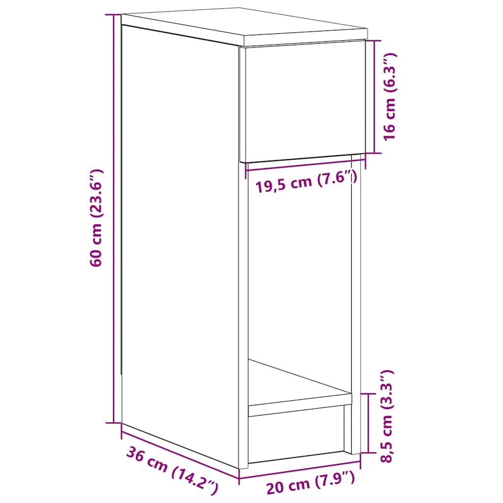 vidaXL Nachtkastjes 2 st met lade 20x36x60 cm artisanaal eikenkleurig - Aashly