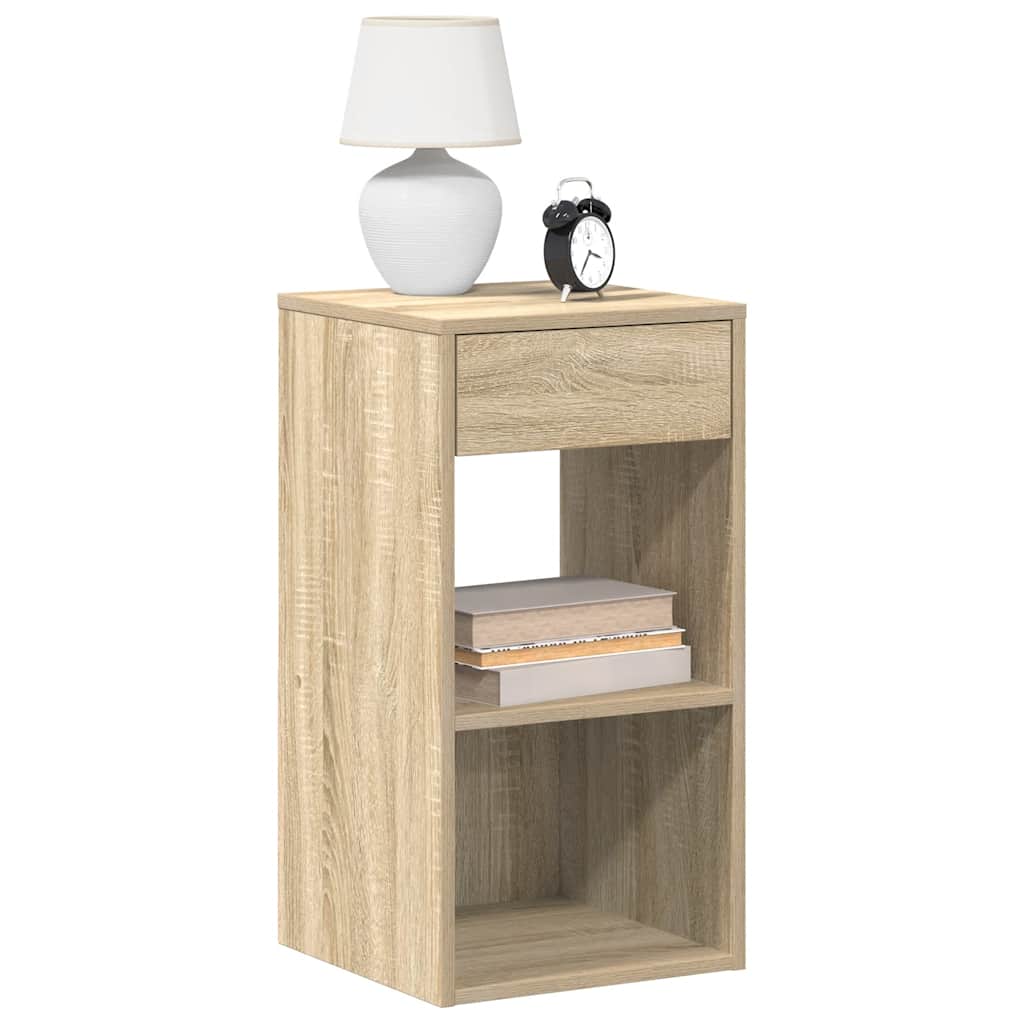 vidaXL Nachtkastje met lade 35x34x66,5 cm oud houtkleurig - Aashly