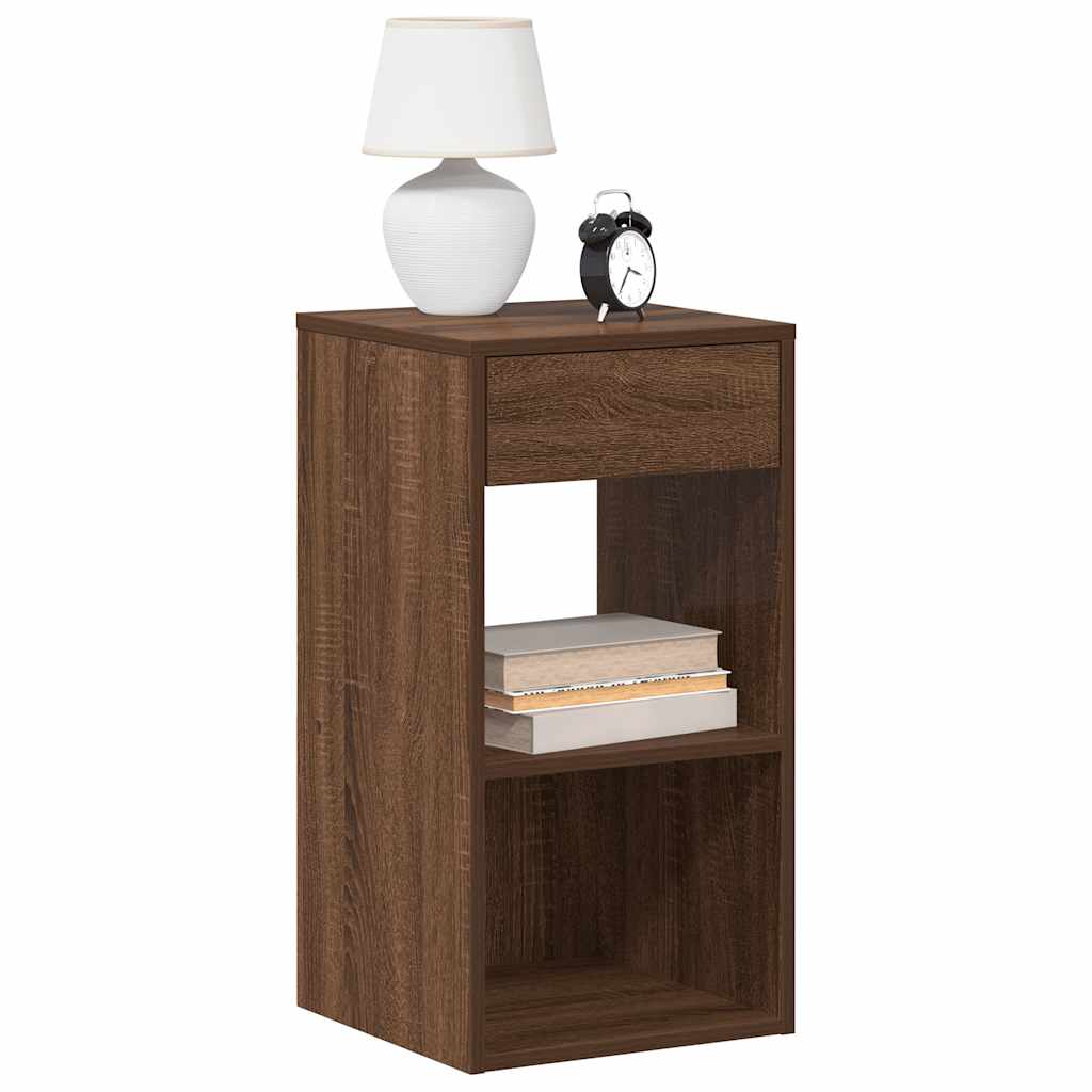 vidaXL Nachtkastje met lade 35x34x66,5 cm oud houtkleurig - Aashly