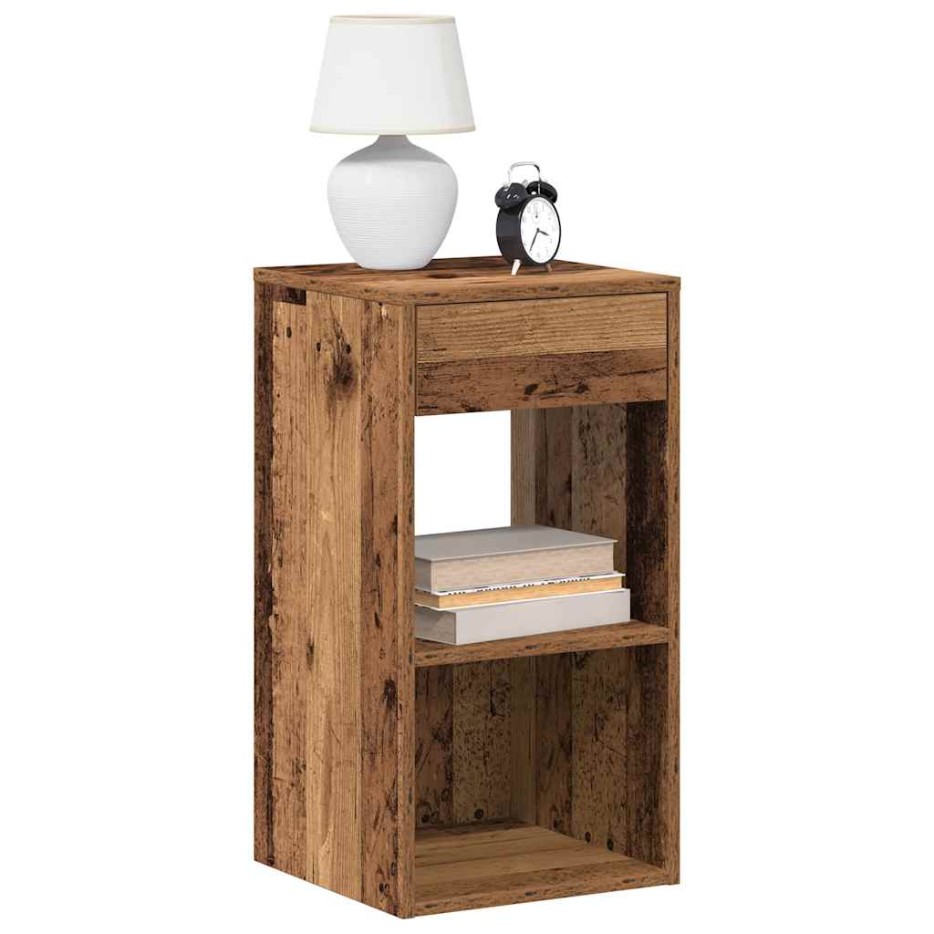 vidaXL Nachtkastje met lade 35x34x66,5 cm oud houtkleurig - Aashly
