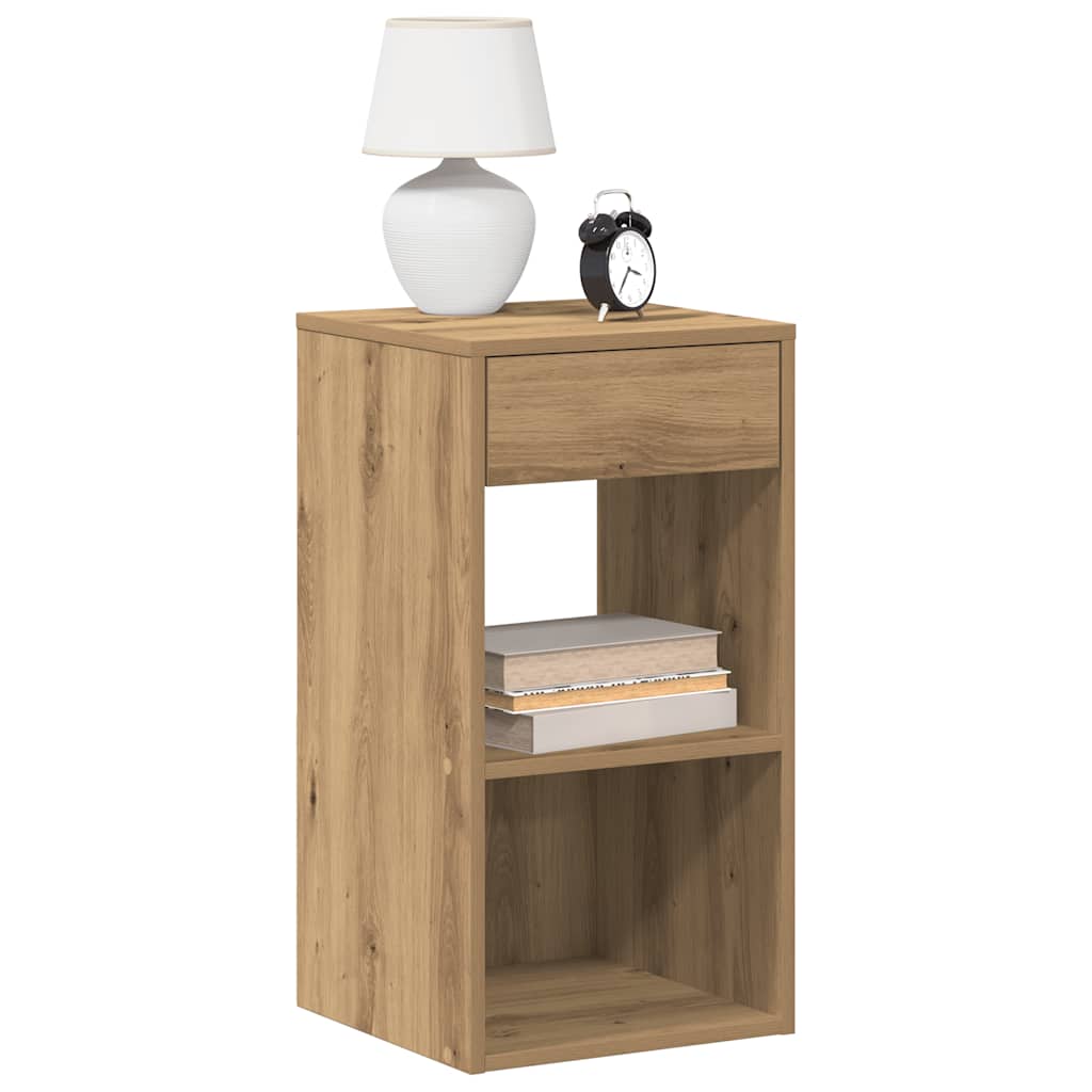 vidaXL Nachtkastje met lade 35x34x66,5 cm oud houtkleurig - Aashly