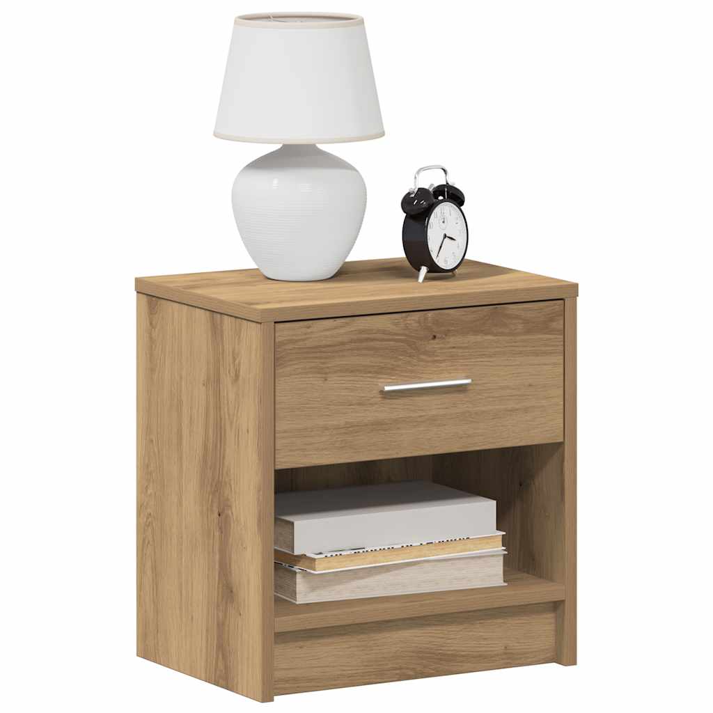 vidaXL Nachtkastje met lade 39x28x41 cm artisanaal eikenkleurig - Aashly