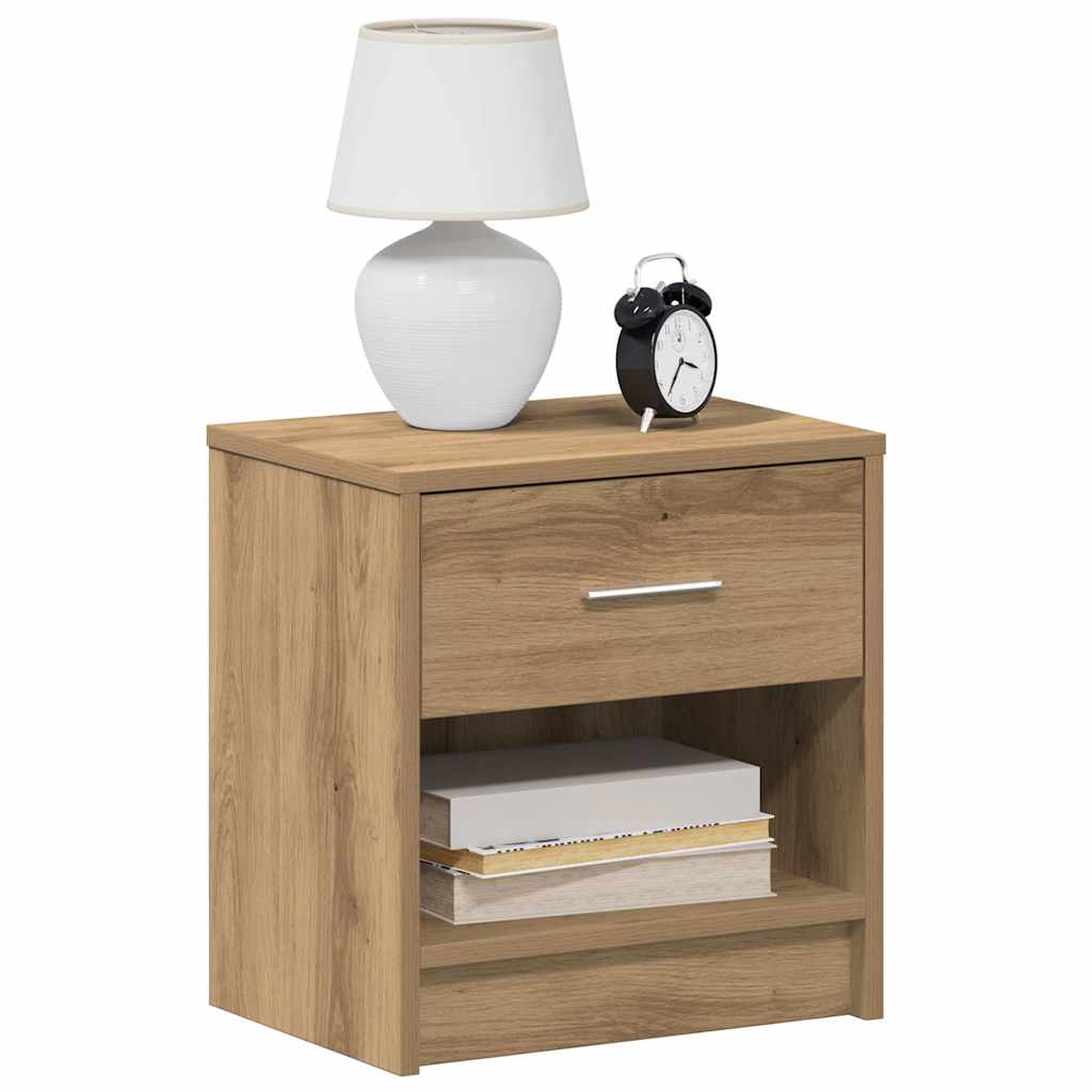 vidaXL Nachtkastje met lade 39x28x41 cm artisanaal eikenkleurig - Aashly