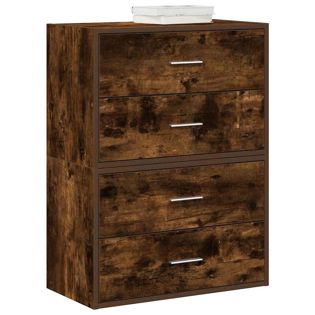 vidaXL Kast met 2 lades 60x31x40 cm bewerkt hout zwart eikenkleurig - Aashly
