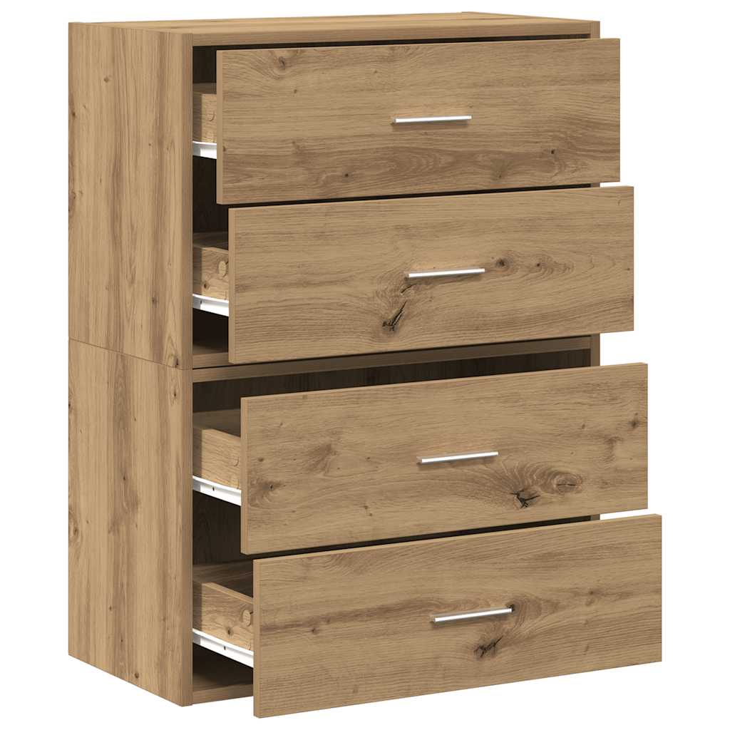 vidaXL Kast met 2 lades 60x31x40 cm bewerkt hout zwart eikenkleurig - Aashly