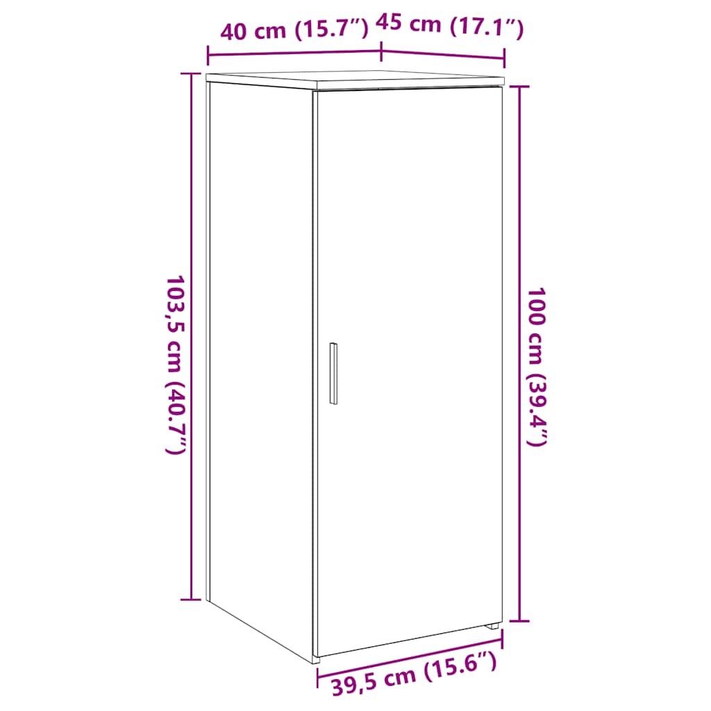vidaXL Opbergkast 40x45x103,5 cm bewerkt hout grijs sonoma eikenkleur - Aashly