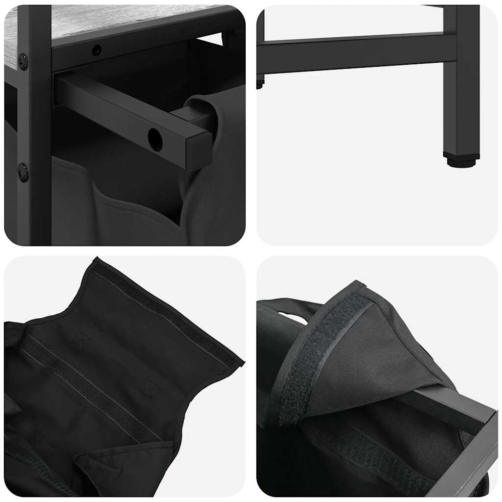 vidaXL Wasmand 2 vakken met plank zwart eikenkleurig - Aashly