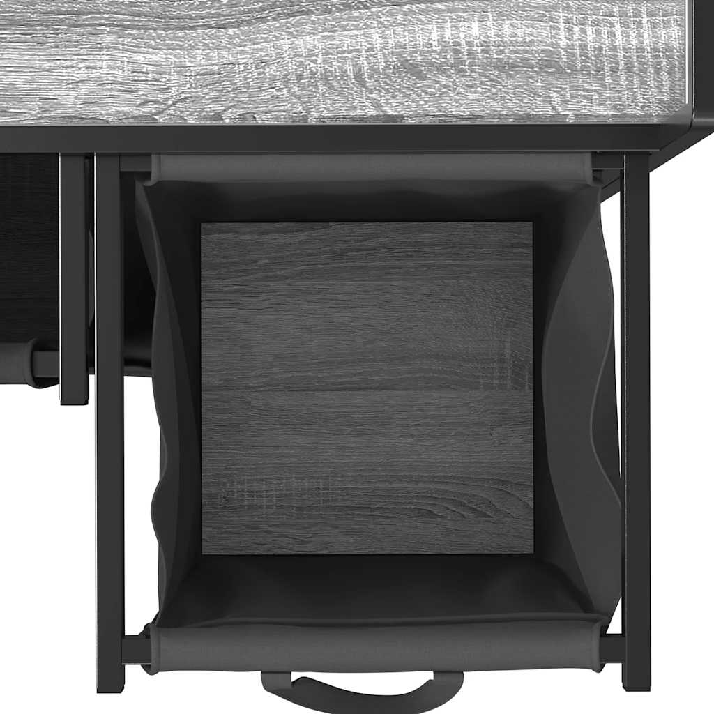 vidaXL Wasmand 2 vakken met plank zwart eikenkleurig - Aashly