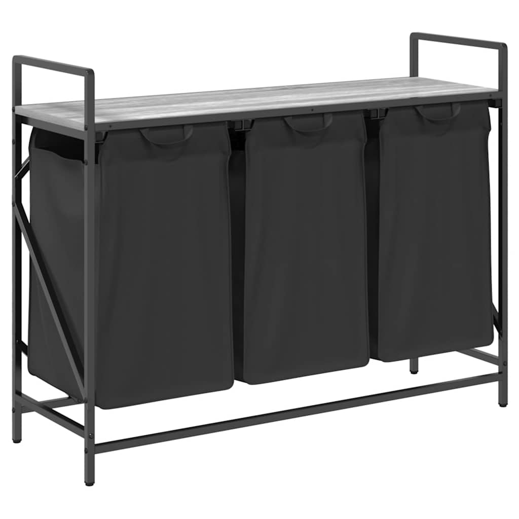 vidaXL Wasmand 2 vakken met plank zwart eikenkleurig - Aashly