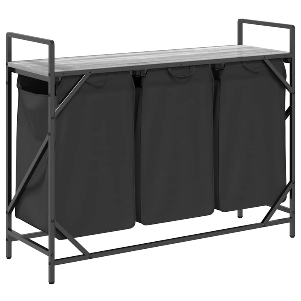 vidaXL Wasmand 2 vakken met plank zwart eikenkleurig - Aashly