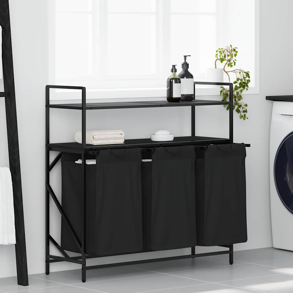 vidaXL Wasmand 3 vakken met planken bruin eikenkleurig - Aashly