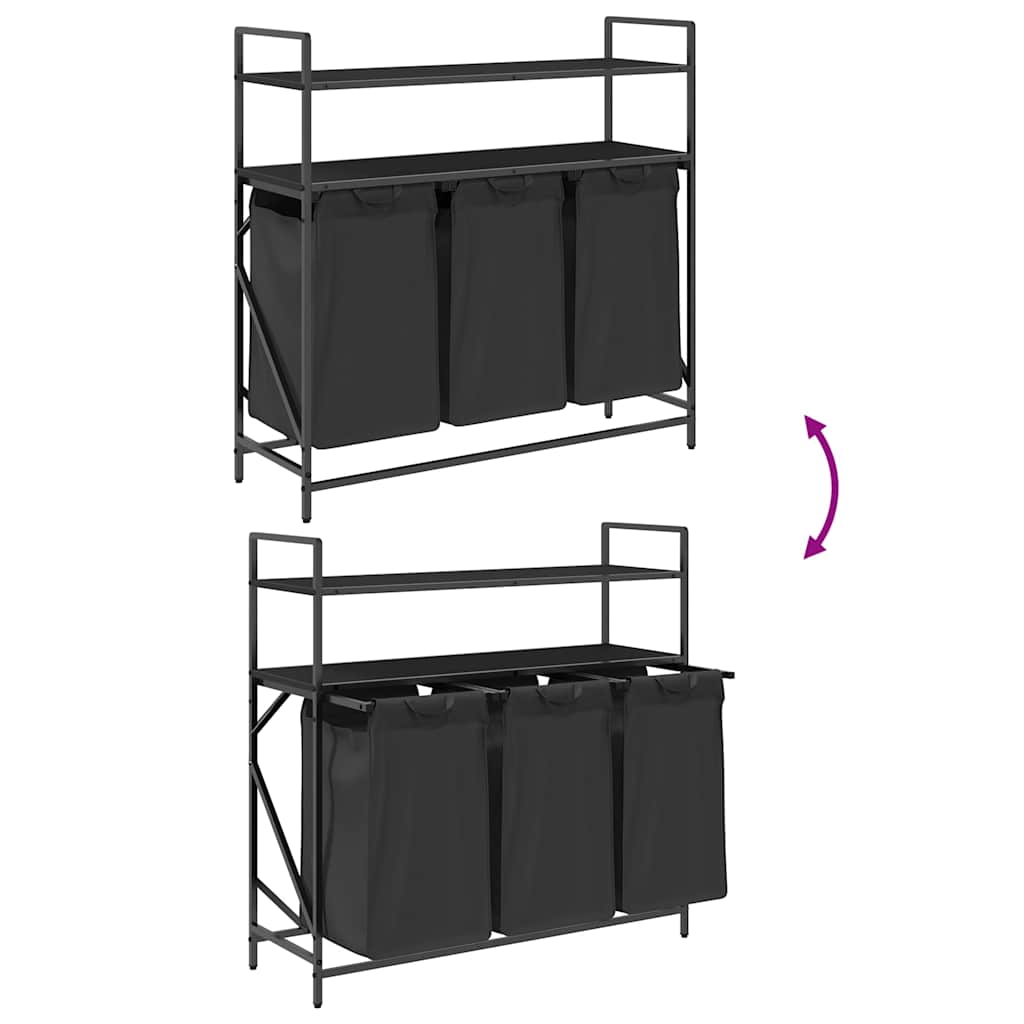 vidaXL Wasmand 3 vakken met planken bruin eikenkleurig - Aashly