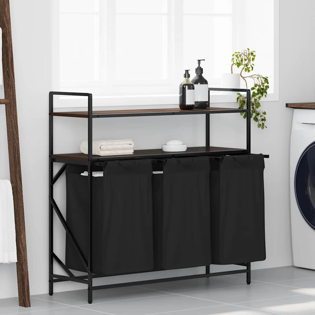 vidaXL Wasmand 3 vakken met planken bruin eikenkleurig - Aashly