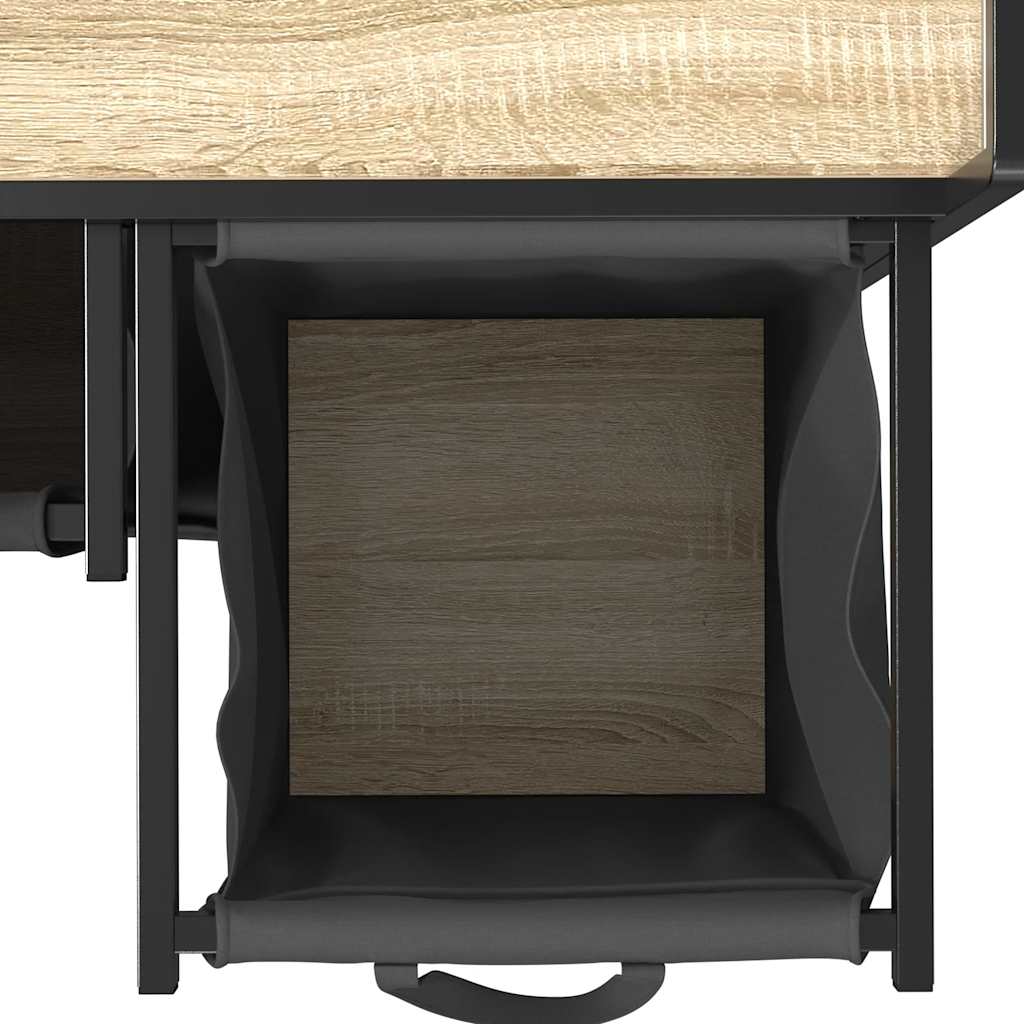 vidaXL Wasmand 2 vakken met planken bruin eikenkleurig - Aashly