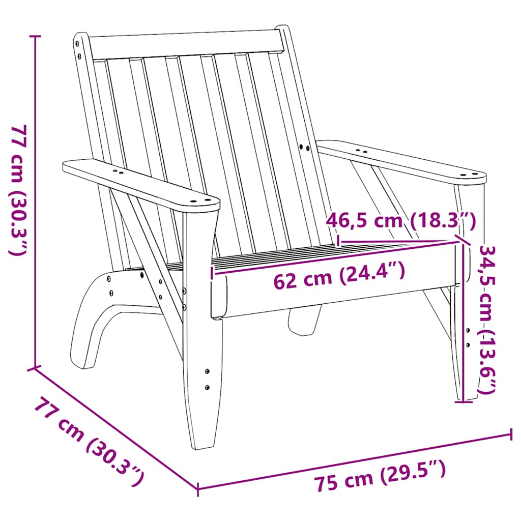 vidaXL Tuinstoelen Adirondack 2 st 75x77x77 cm massief douglashout - Aashly