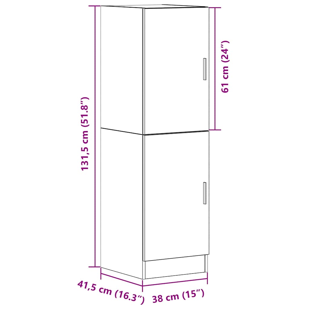 vidaXL Keukenkast 38x41,5x131,5 cm bewerkt hout gerookt eikenkleurig - Aashly