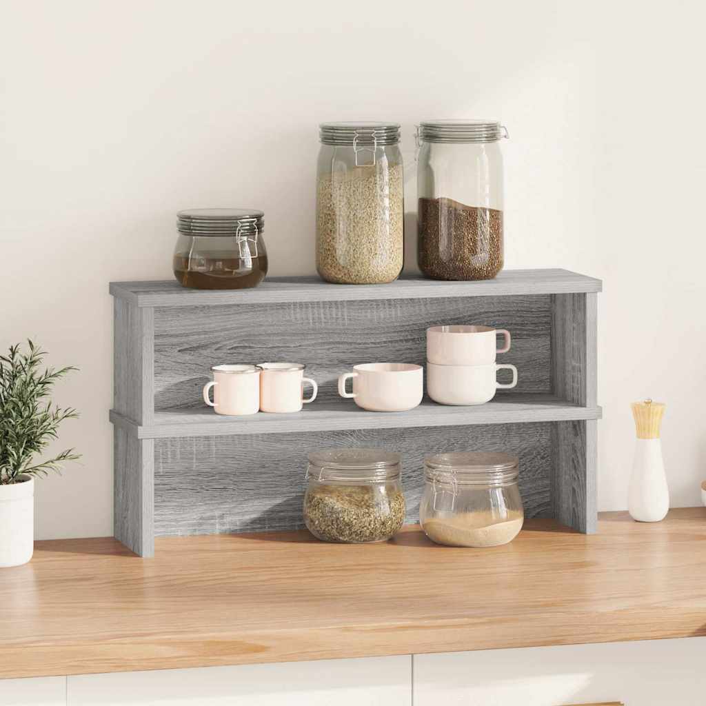vidaXL Keukenrek stapelbaar 50x15x16 cm bewerkt hout betongrijs - Aashly