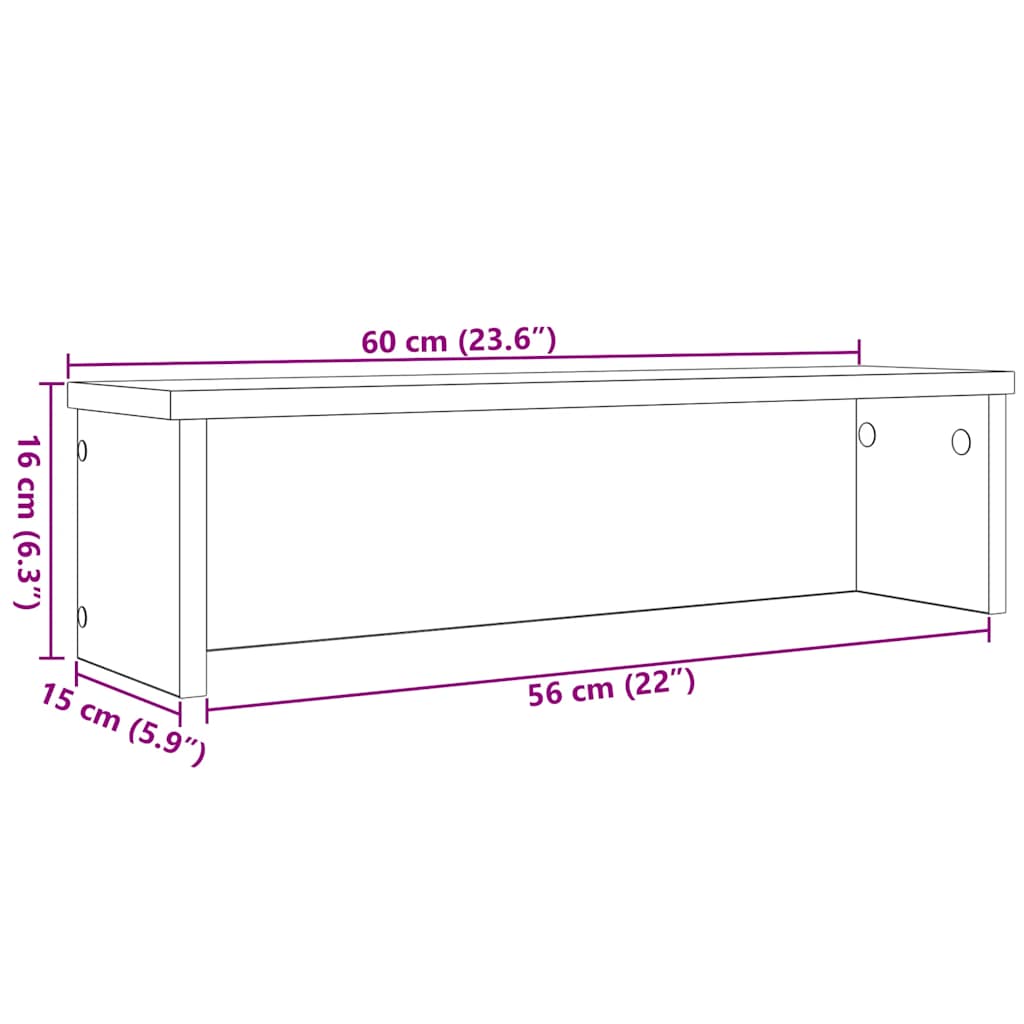 vidaXL Keukenrek stapelbaar 50x15x16 cm bewerkt hout betongrijs - Aashly