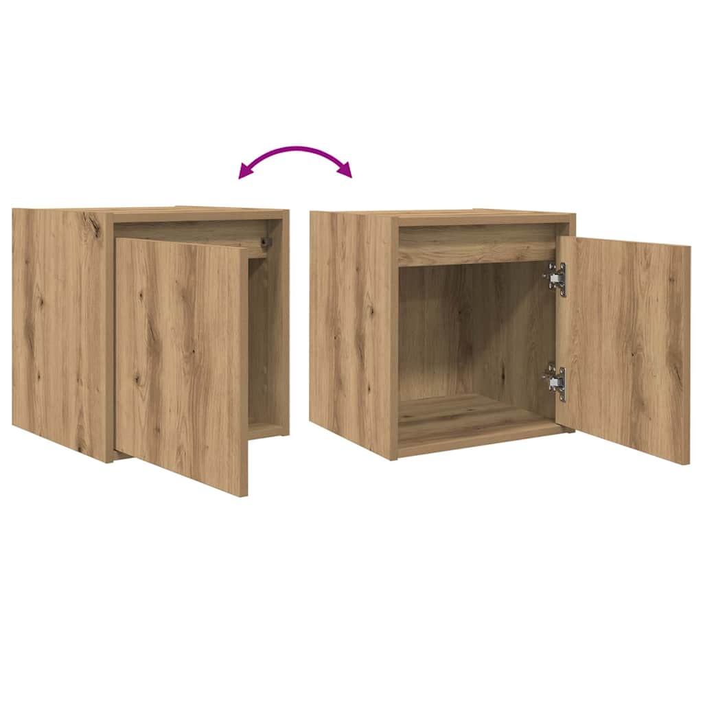 vidaXL Nachtkastje wandgemonteerd 38x34x40 cm gerookt eikenkleurig - Aashly