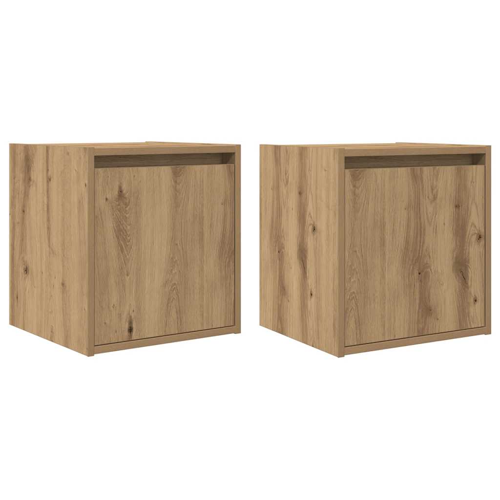 vidaXL Nachtkastje wandgemonteerd 38x34x40 cm gerookt eikenkleurig - Aashly