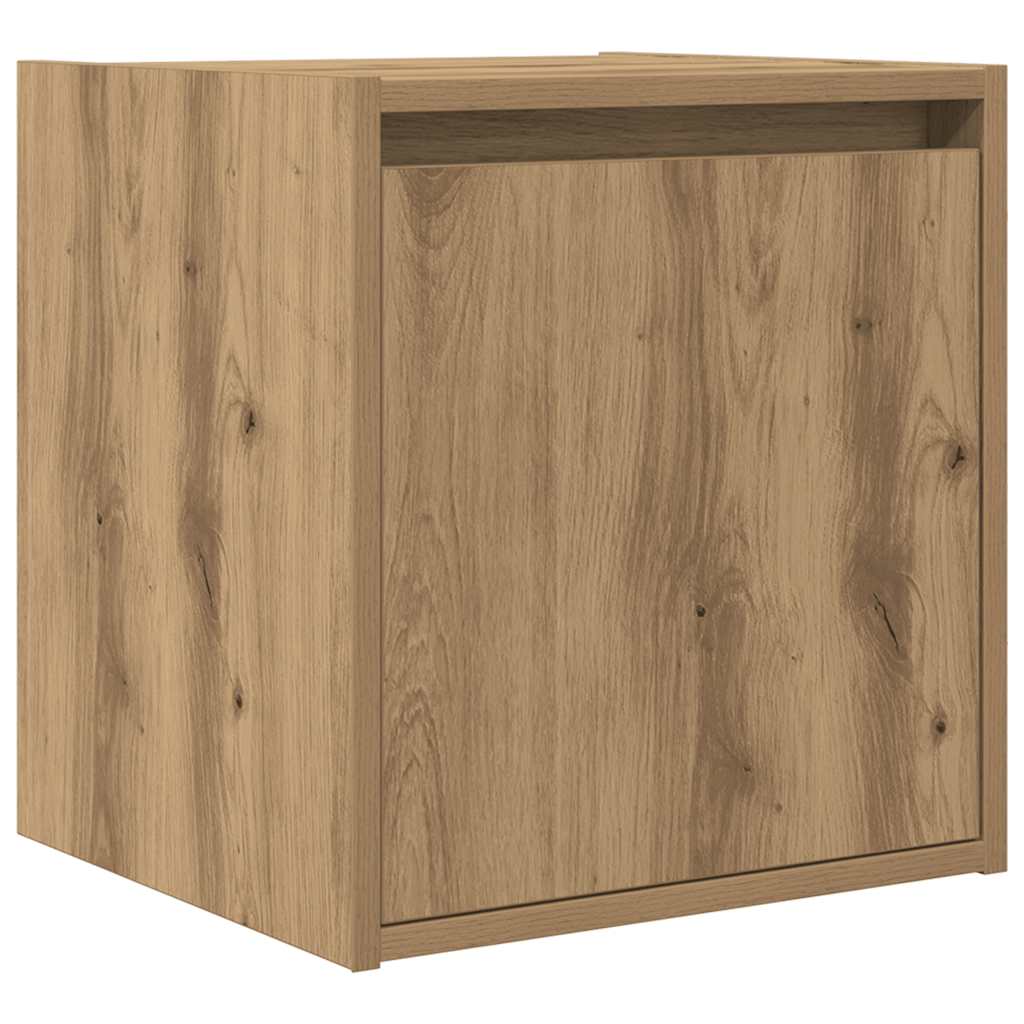 vidaXL Nachtkastje wandgemonteerd 38x34x40 cm gerookt eikenkleurig - Aashly