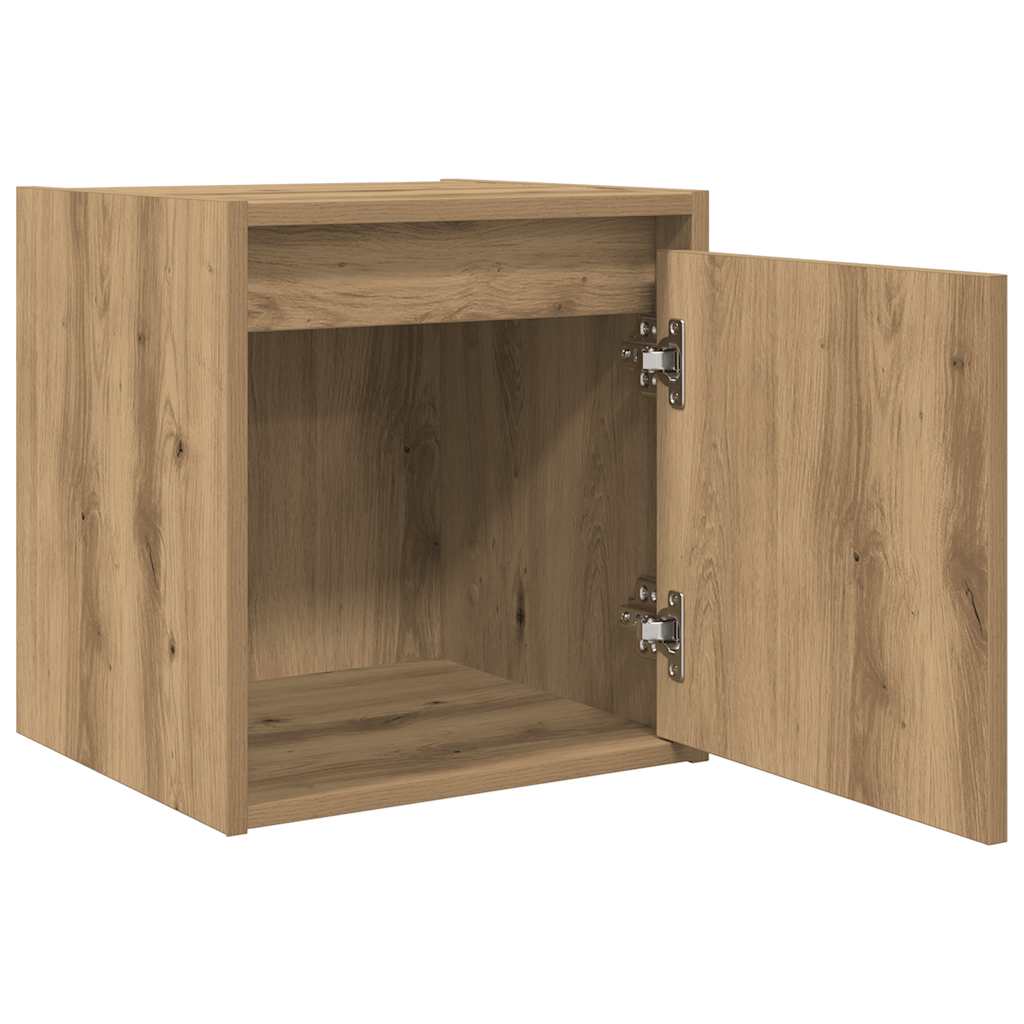 vidaXL Nachtkastje wandgemonteerd 38x34x40 cm gerookt eikenkleurig - Aashly